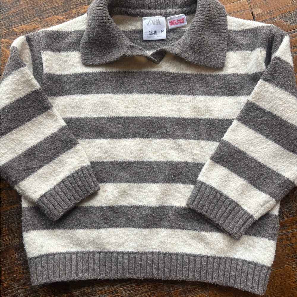 Zara Brown and Cream Striped Sweater